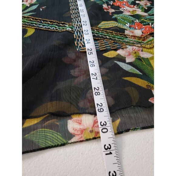 Alberto Makali Sheer Tunic Top Women Size XL Floral Beaded Art Boho Lagenlook - Picture 9 of 12